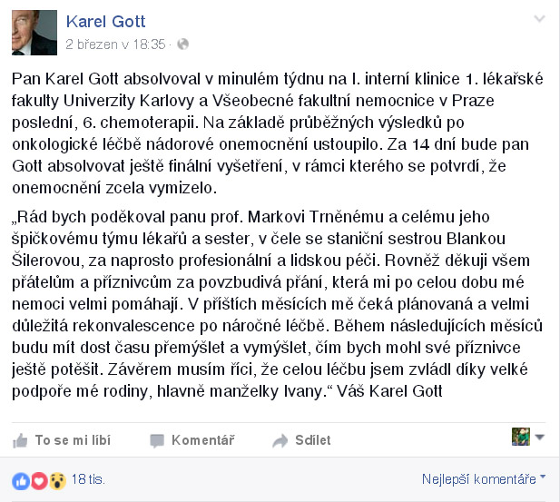 Karel Gott - prohlášení